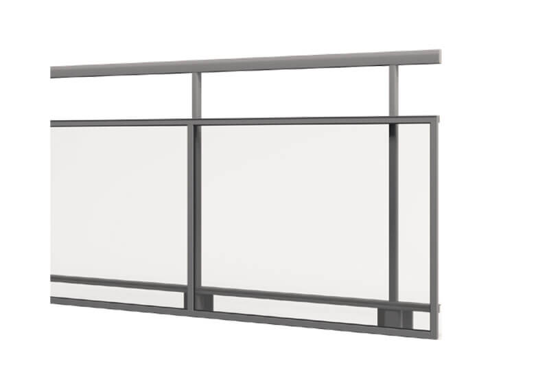 Aluminium railing – glass and clear opening
