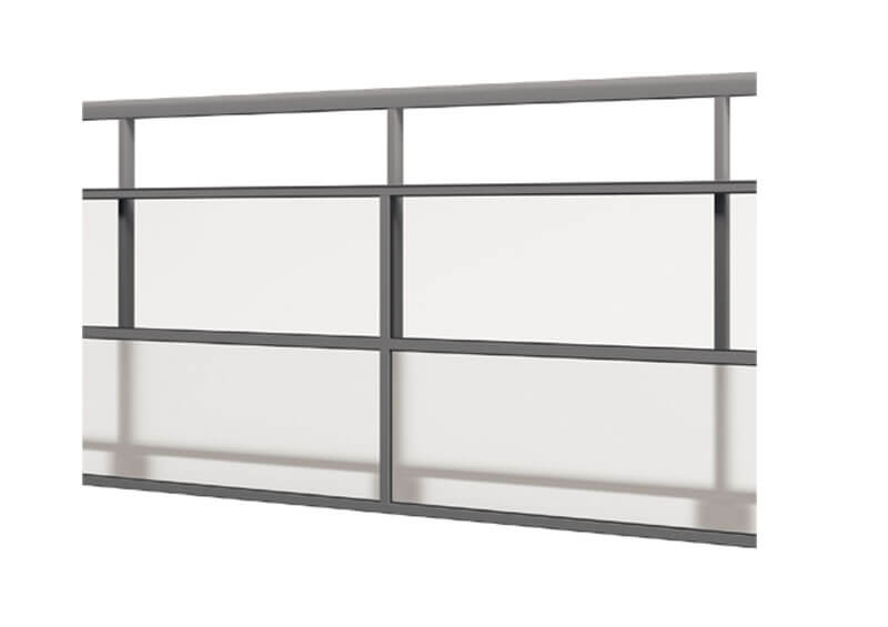 Aluminium railing – clear & opal glass